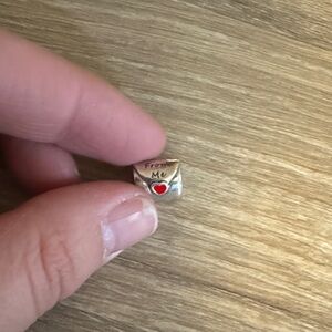 Gold and Silver Envelope Charm with Red Heart